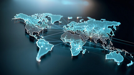 Digital World Map Representing Global Connectivity