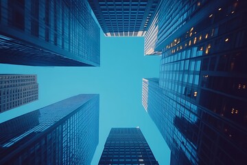 City Skyline Low Angle View of Reflective Building Exteriors