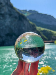 Peaceful landscape view of lake in Mat, Albania