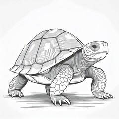 Fototapeta premium Coloring pages for children full body tortoise line art theme
