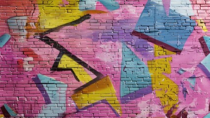 Naklejka premium colorful graffiti on brick wall. Abstract street art.