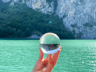 Peaceful landscape view of lake in Mat, Albania