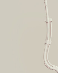 Beige cables tubes pipes abstract background bend neutral monochrome soft tones skin tones brown 3d illustration render	