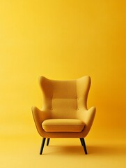 Obraz premium Yellow Armchair Against Yellow Background Minimalist Design
