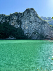 Peaceful landscape view of lake in Mat, Albania