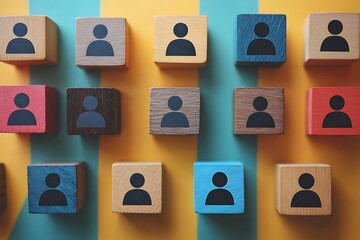 Colorful Wooden Blocks Diverse Team Unity & Recruitment