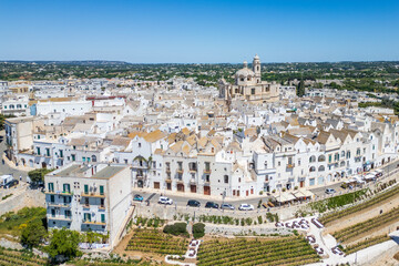 Naklejka premium Locorotondo City drone view in Italy