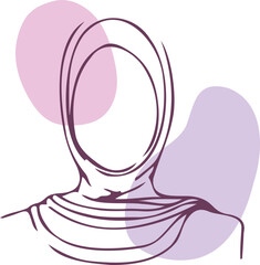 Woman Hijab Face Line Art Logo Illustration
