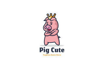 Pig Logo Design Concept Illustration Vector Template
