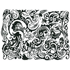 Applied Art(black),hand drawn,pattern art,Thai pattern,Kano design,abstract art, traditional Thai art,curved line, ornamental design,decorative art,applied art,abstract pattern,Thai traditional motif,