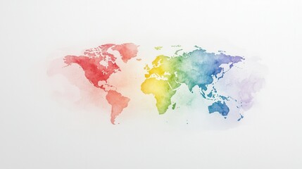 Obraz premium Vivid and high-contrast colored world map featuring distinct countries global artistry visual design contemporary setting aesthetic perspective global awareness