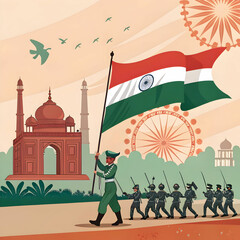 A vibrant vector illustration for Republic Day showcases the colors of freedom, celebrating unity