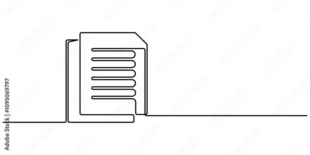 Poster one continuous line vector drawing of a folder. outline documents background icon. saving securities