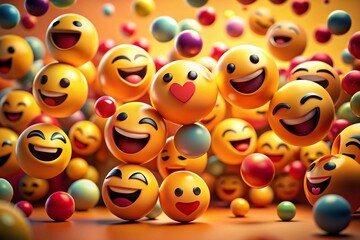 Obraz premium Playful Emoji Flirtation in a Colorful Setting Capturing Joyful Moments of Connection and Laughter, Perfect for Social Media and Romantic Themes in Candid Photography