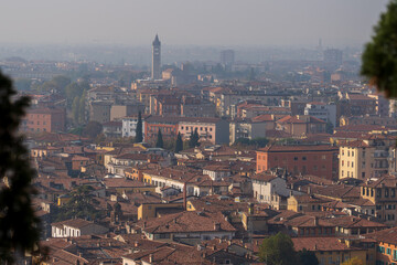 Naklejka premium Verona, Italy - November 8, 2024: Cityscape. Aerial view of the city.