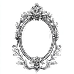 An ornate, vintage-style picture frame with intricate detailing and an empty center.