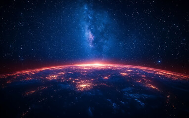 Stellar Night: Milky Way & Earth Glow from Space