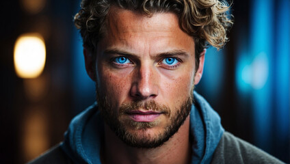 Obraz premium Closeup Portrait of a Man with Striking Features