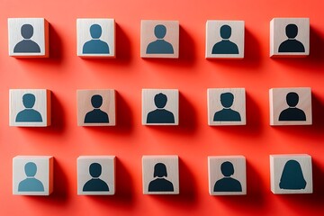 Diverse Personnel Staffing Symbolic Wooden Blocks Representation