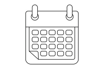 Table calendar continuous one line drawing and happy new years outline vector icon