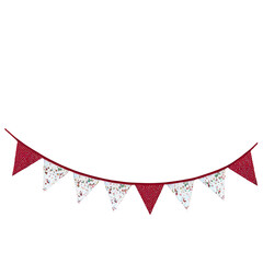 Fototapeta premium A red and white banner with a smiling face. Isolated on transparent background.