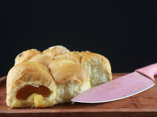 Homemade wheat bread with sesame seeds and cheese