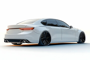 3D Realistic White Car Illustration - Luxury Sedan