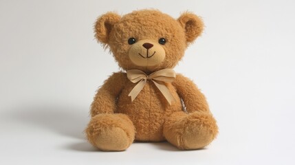 Obraz premium A plush teddy bear with a soft texture and a bow, symbolizing comfort and companionship.
