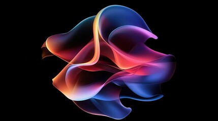 Abstract colorful waves with fluid shapes on a dark background.