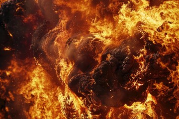 Obraz premium A close-up shot of a fire burning intensely