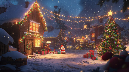 Obraz premium christmas, child, tree, gift, holiday, xmas, present, celebration, decoration, background, generative, ai, box, people, boy, baby, santa, woman, fun, kid, children, family, smiling, happiness, winter