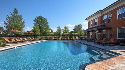 Swimming Pool at a Luxury Apartment Complex