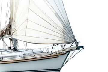 Fototapeta premium A single sailboat with a white sail gliding across the surface of a body of water