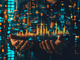 Illustration - Businessman Analyzing Financial Data Charts