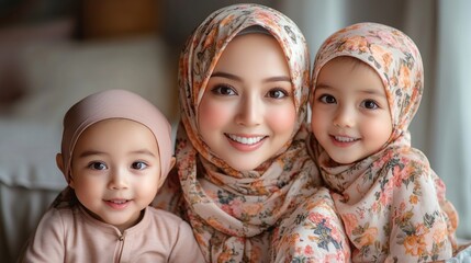 A Muslim Mother and Her Two Children