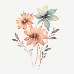 Obraz premium Elegant Watercolor Floral Bouquet in Soft Pastel Colors with Hand-Painted Style