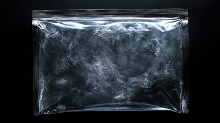 A clear plastic bag filled with an abstract, textured substance.