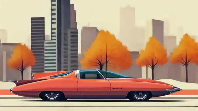 An Animation of Hyper Speed Aerodynamic Car Moving in City