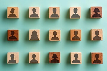 Diverse Workforce Silhouettes Wooden Block Arrangement