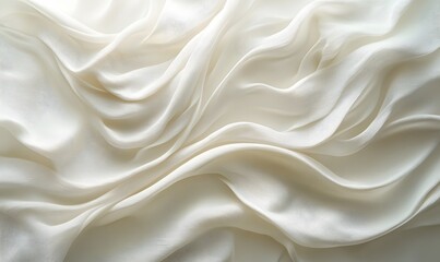 Obraz premium Cream-like texture flowing in ribbon-like streams across a soft white background