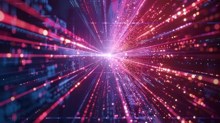 Abstract Futuristic Light Trails with Glowing Fiber Optic Effect in Motion