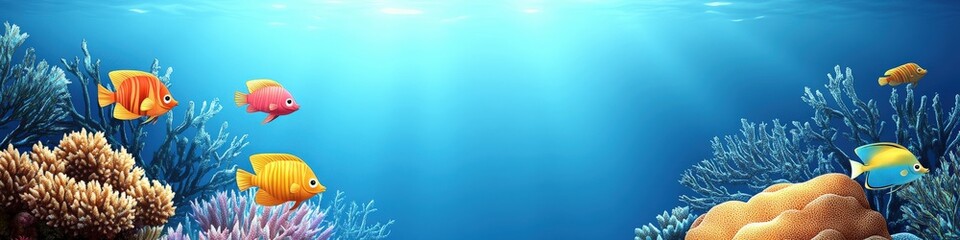 Vibrant Tropical Fish Among Colorful Coral Reefs Underwater Sea Life with Bright Sunlight Marine Biology Ocean Photography Aquatic Wildlife Blue Water