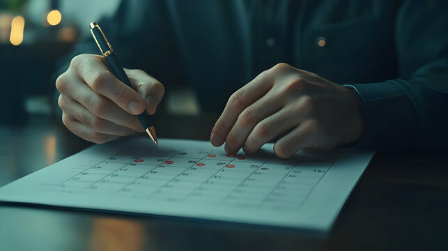Photo Man Marking Dates Calendar Planning Schedule