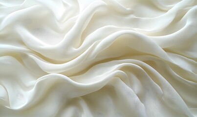 Obraz premium Cream-like texture flowing in ribbon-like streams across a soft white background