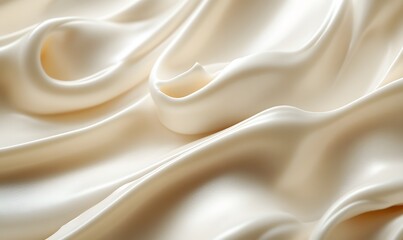 Obraz premium Close-up of silky, swirling cream-like texture with soft, flowing curves and gentle ripples