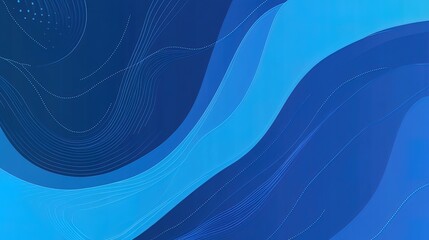 Abstract blue wavy background with lines and gradients.