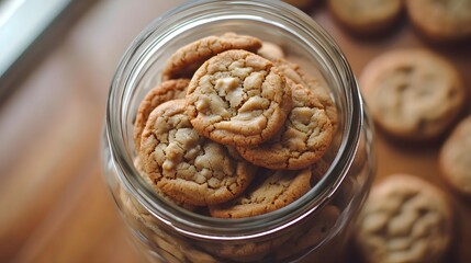 Obraz premium Cookie jar filled with homemade peanut butter cookies