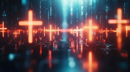 Digital Crosses: A Neon Landscape of Faith in the Digital Age