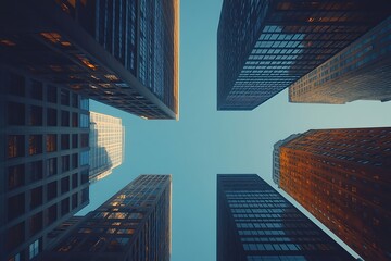 Downtown Skyscrapers Geometric City Vista at Daytime