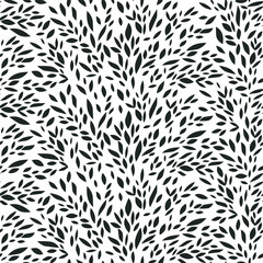 Seamless monochrome pattern of small silhouettes of leaves. Print for fabric, textiles, bed linen, wallpaper, cover. Vector illustration on white background